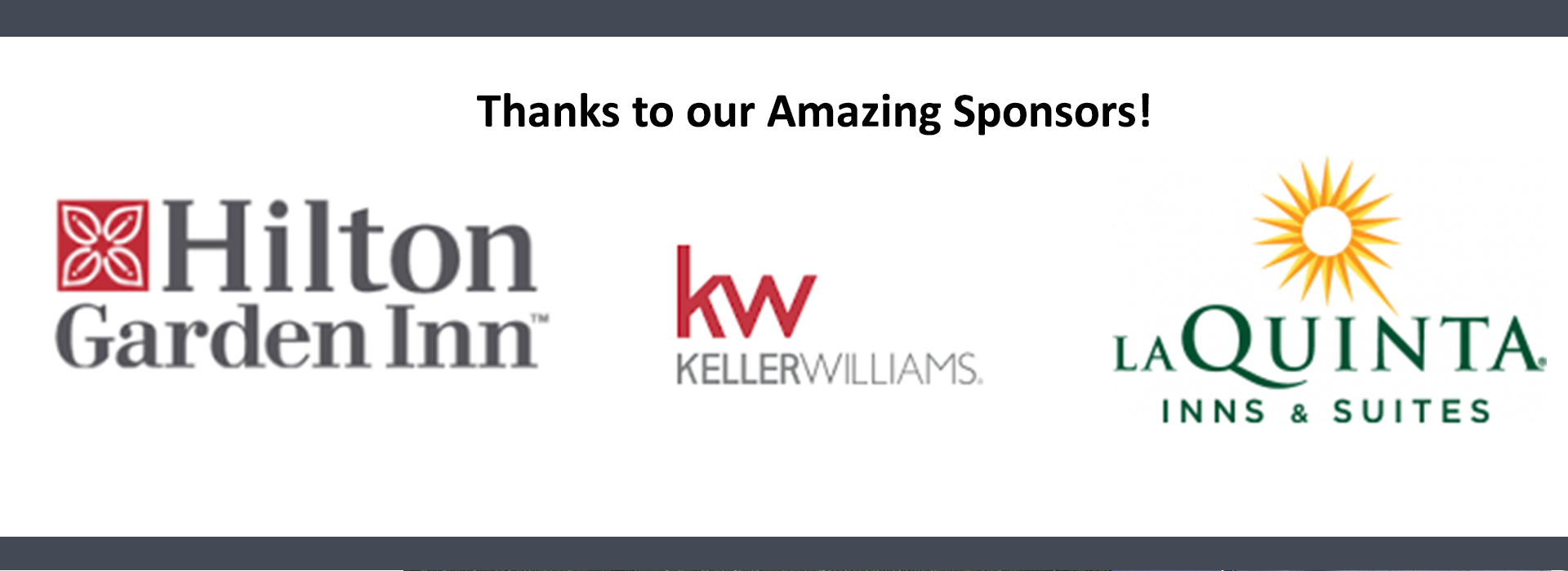 Trinidad Wellness Festival Sponsors -- Hilton Garden Inn, Keller Williams, La Quinta Inn & Suites